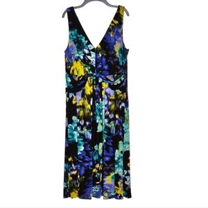 Tahari Watercolor Floral Midi Dress, Size XL